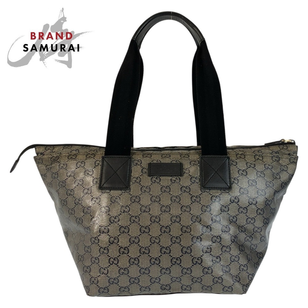 GUCCI GG Crystal Tote Bag Shoulder Grey Black